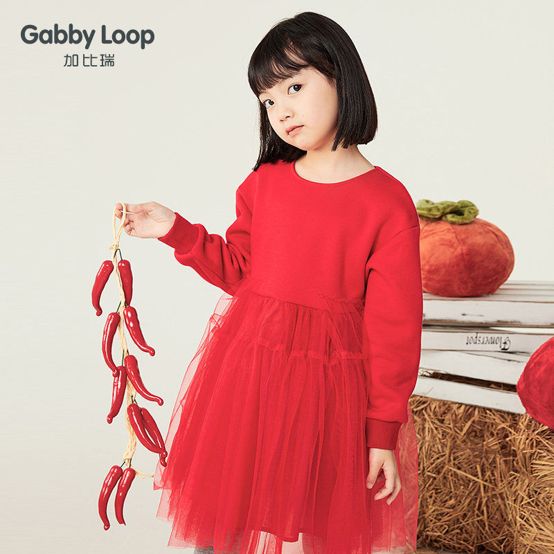 加比瑞童装 冬季新品 女童潮流个性大红色拼接连衣裙喜庆新年装,童装/婴儿装/亲子装,连衣裙,淘宝优惠券,粉丝福利购,淘宝优惠卷