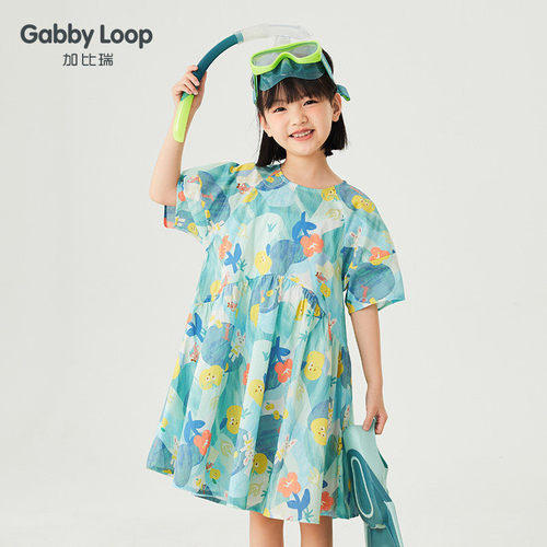 女童花色舒适透气短袖连衣裙
