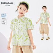 衬衫 加比瑞童装 女童简约休闲舒适宽松短袖 新品 中大童衬衣 夏季
