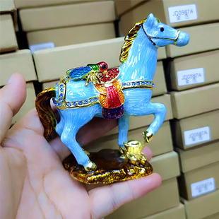 马到功成马摆件合金珐琅彩镶钻