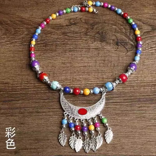 儿童民族风头饰发饰项圈项链苗族用途仿银额链女宝少数民族发饰