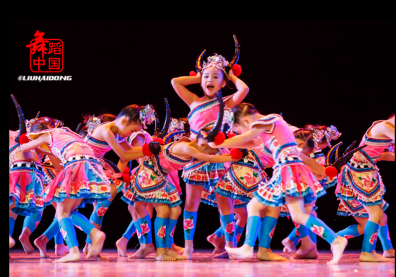 第八届小荷风采牛角尖尖舞蹈演出服少儿童表演服苗族彝族舞台服装