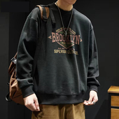 重磅380g圆领卫衣男秋季 上衣服 印花套头长袖 潮牌宽松大码 潮流美式