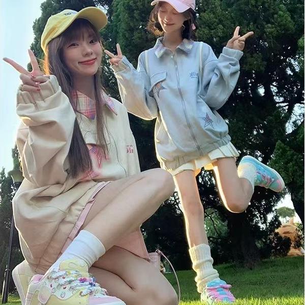 多巴胺刺绣星星翻领夹克女
