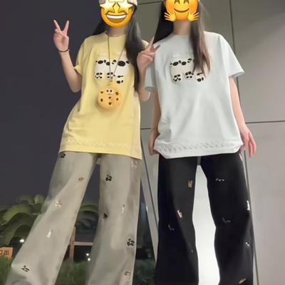 可爱奶甜系小羊刺绣短袖t恤