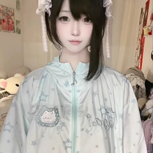 可爱甜妹薄荷绿小猫刺绣防晒衣女宽松小众设计感防紫外线轻薄外套