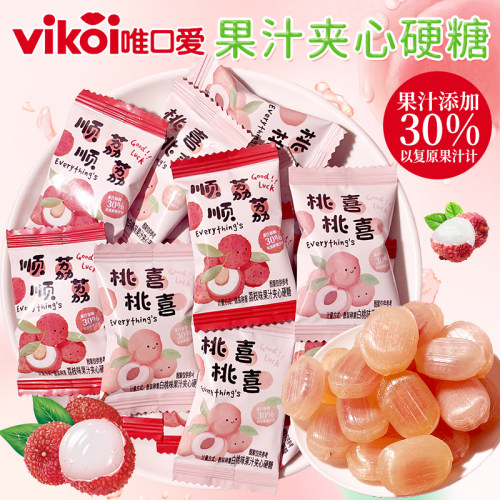 唯口爱果汁白桃夹心硬糖