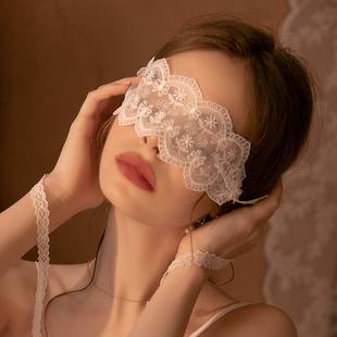 蕾丝眼罩镂空眼罩刺绣花边绑带眼罩黑色诱惑配饰半遮面仙女眼罩透