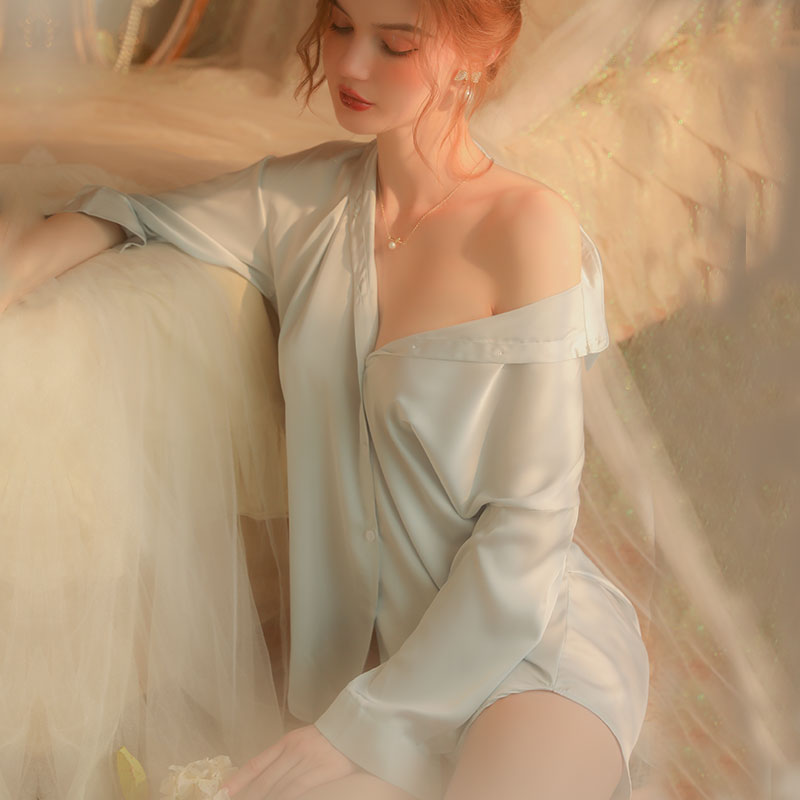 高级感冰丝夏季性感衬衫睡裙纯欲