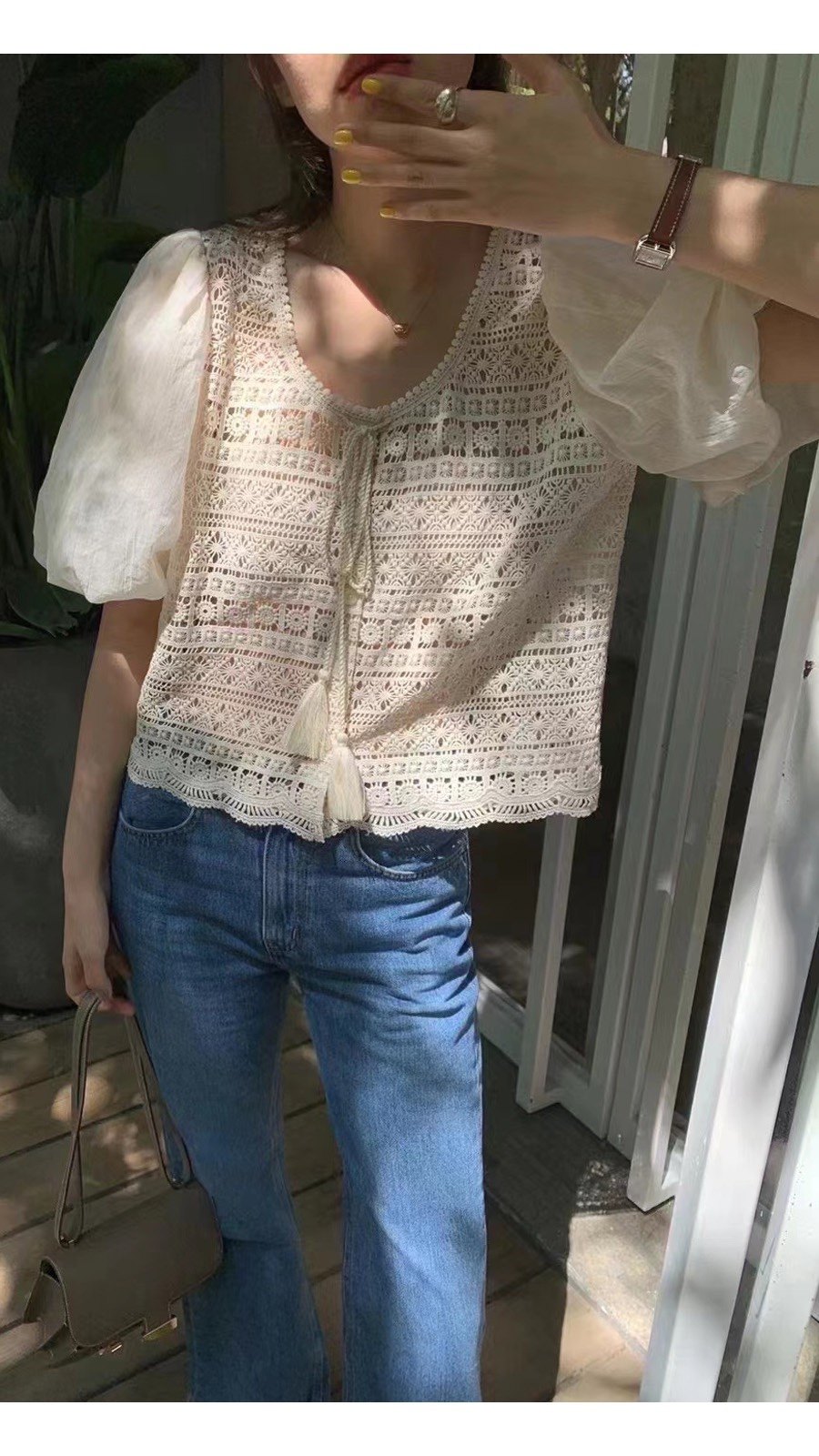 法式镂空蕾丝衬衫女仙女超仙甜美2023夏季洋气减龄上衣设计感小众