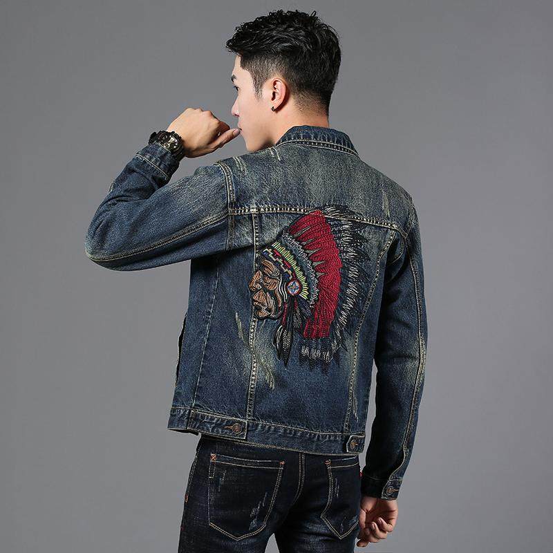 Europe and America street man personality Indian Embroidery cowboy coat Trend handsome Retro student cowboy Jacketin the Men's clothing, Jacket  category - from Buy2taobao.com to provide professional Taobao agent buy service