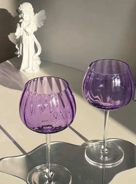 中古LS黛拉紫色高脚杯新款家用水晶红酒杯彩色香槟杯白葡萄酒杯