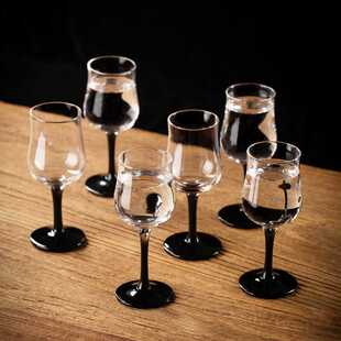 家用个性二两半白酒杯中古黑挺高脚杯餐厅啤酒杯子葡萄酒杯红酒杯