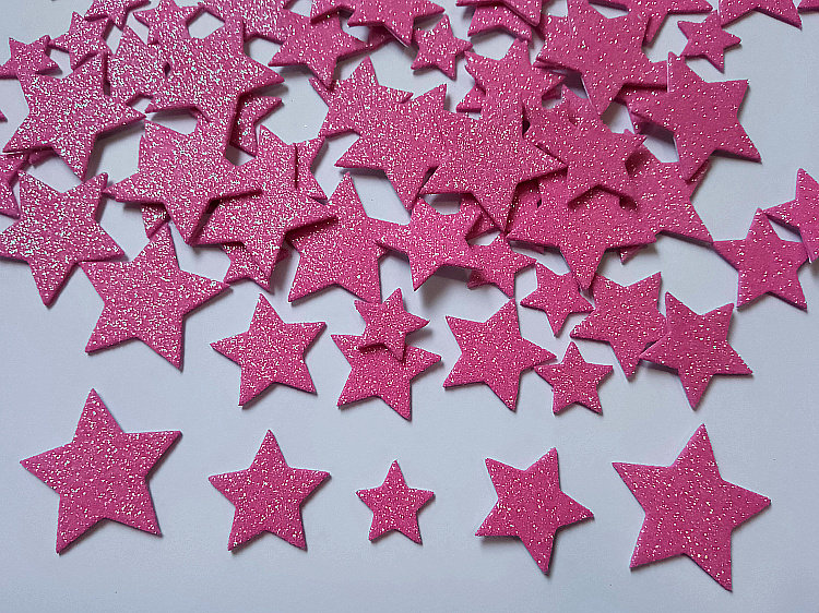 女孩粉红色五角星贴纸亮闪闪星星金粉亮粉五星贴纸装饰贴纸