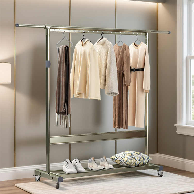 友利特单杆落地室内挂家用晾衣架