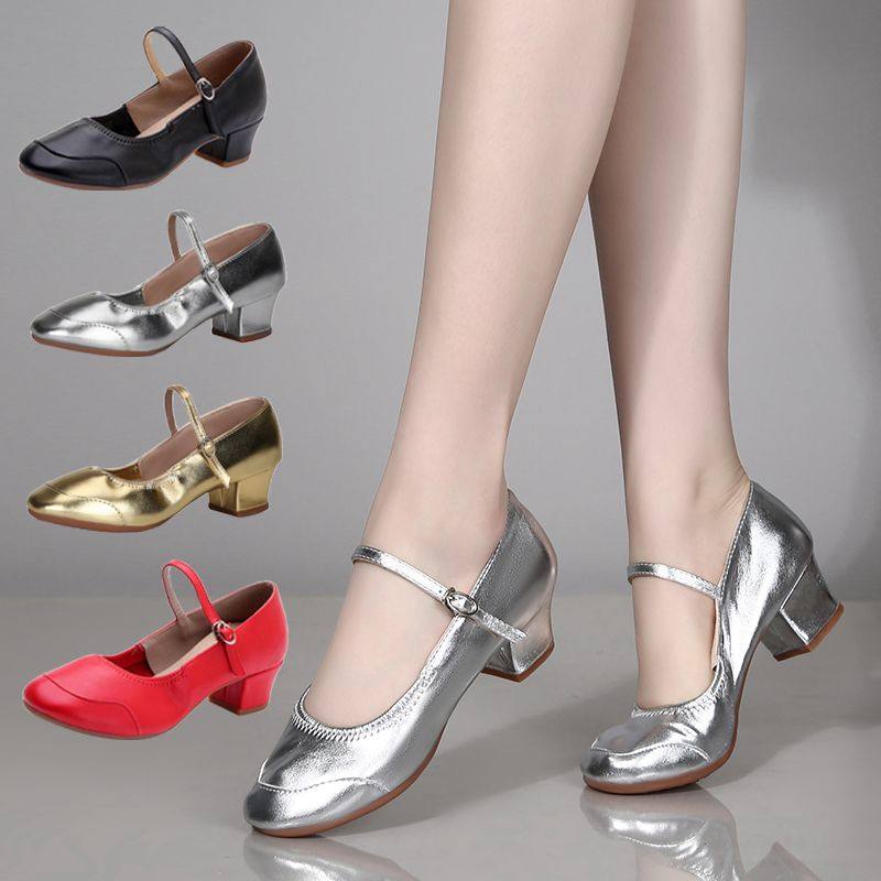 广场舞鞋软底女式银色跳舞鞋舞蹈鞋练功四季专业拉丁舞鞋舞蹈女鞋