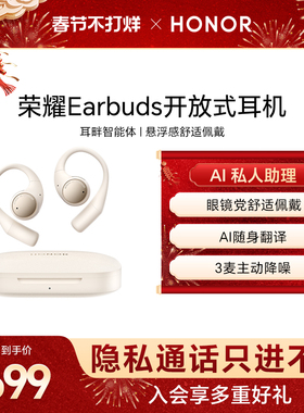 荣耀Earbuds开放式耳机蓝牙主动降噪AI随身翻译智能耳机舒适挂耳