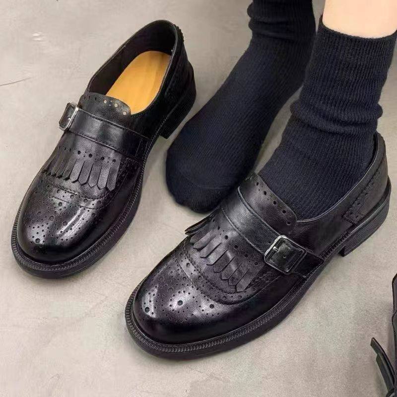 英伦风布洛克鞋女平底流苏雕花乐福鞋复古皮带扣一脚蹬单鞋舒适鞋,女鞋,浅口单鞋,淘宝优惠券,粉丝福利购,淘宝优惠卷