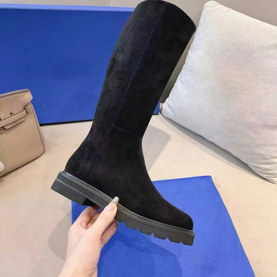 韩版黑色长筒骑士靴女冬季平跟平底圆头长靴瘦瘦靴不过膝靴子膝下