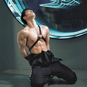 皮革单肩腰带 斜挎胸带 拍照造型DJ夜店GOGOBOY捆绑束缚背带 男式