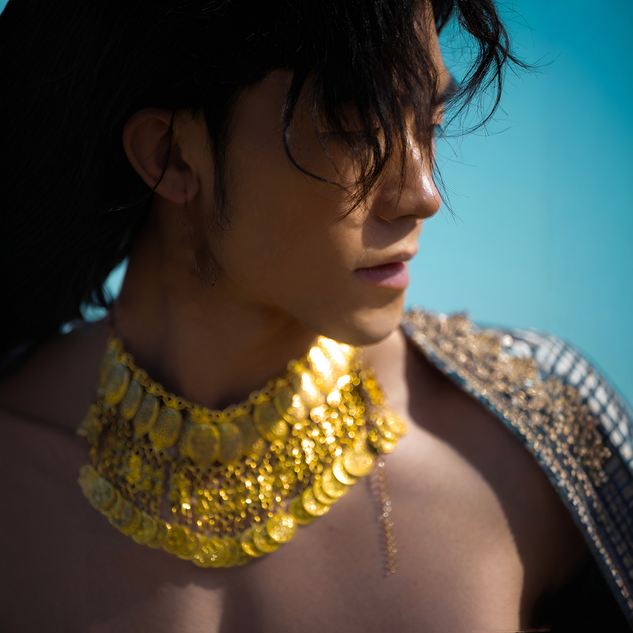 复古埃及风金币流苏男士锁骨链