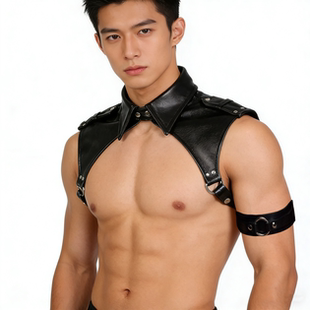 皮革坎肩束胸舞台演出摄影道具GOGOBOY角色扮演制服诱惑可调马甲