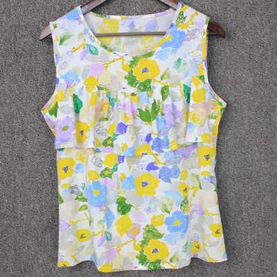 棉绸荷叶边凸点夏季家居服上衣
