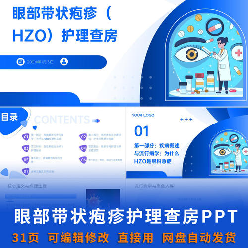 眼部带状HZO护理查房PPT课件带参考文献护士培训医院眼科资料