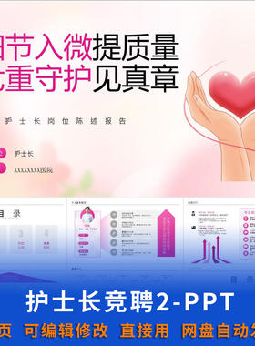 护士长竞聘 PPT 模板 2 可编辑护士护师护理管理竞聘资料