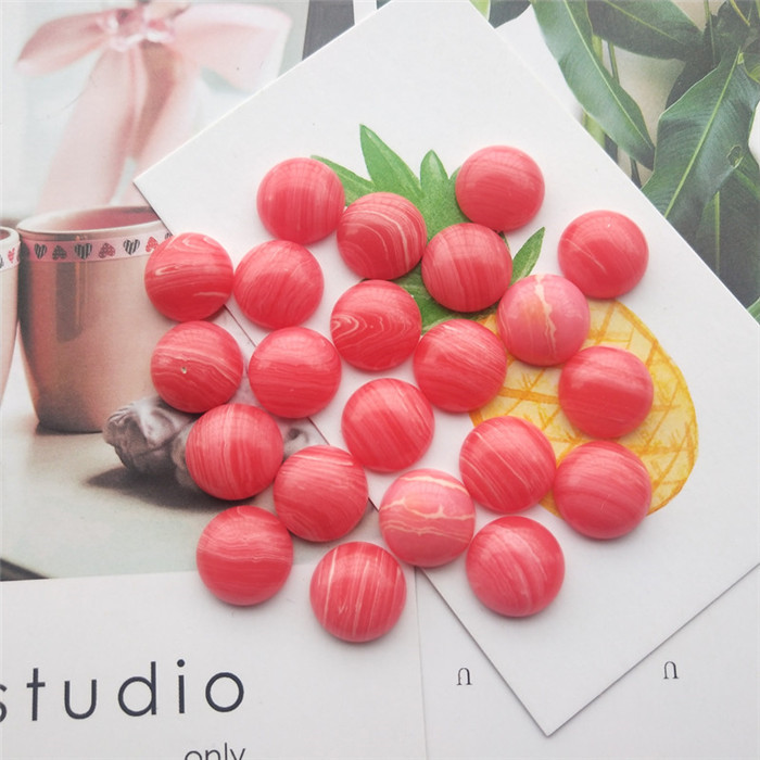 diy圆形红纹石贴片无孔耳钉戒面