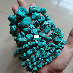 5-20mm 竖穿孔蓝松石 不规则随形绿松石碎石颗粒散珠 diy饰品配件