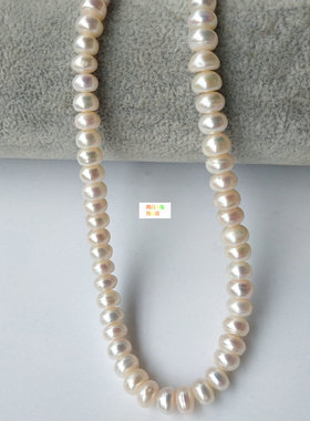 5*7mm 天然淡水白珍珠馒头珠算盘珠串珠散珠 diy手链项链饰品配件