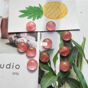 6-25mm半圆形平底面西瓜红水晶戒面贴片无孔散珠 diy镶嵌吊坠配件