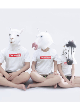 superdad亲子装T恤拍摄亲子照夏母子装母女装新款潮一家三四口装