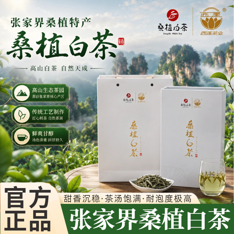 西莲茶业桑植白茶1000g 风系列送礼茶砖礼盒装醇厚回甘张家界特产