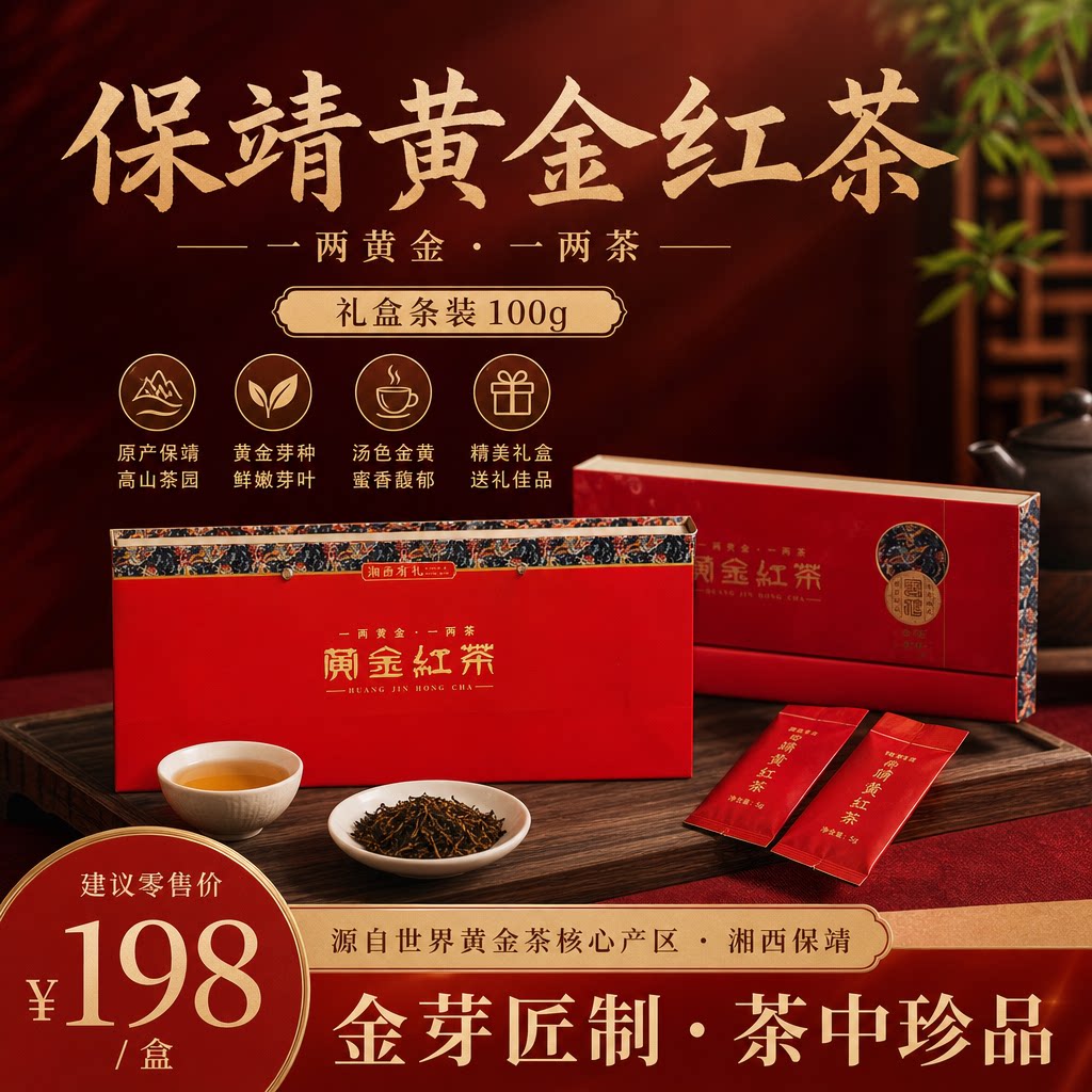 保靖黄金红茶送人礼盒装100g
