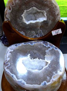 天然水晶玛瑙聚宝盆玛瑙聚宝盆 有漂亮玛瑙纹路3.61