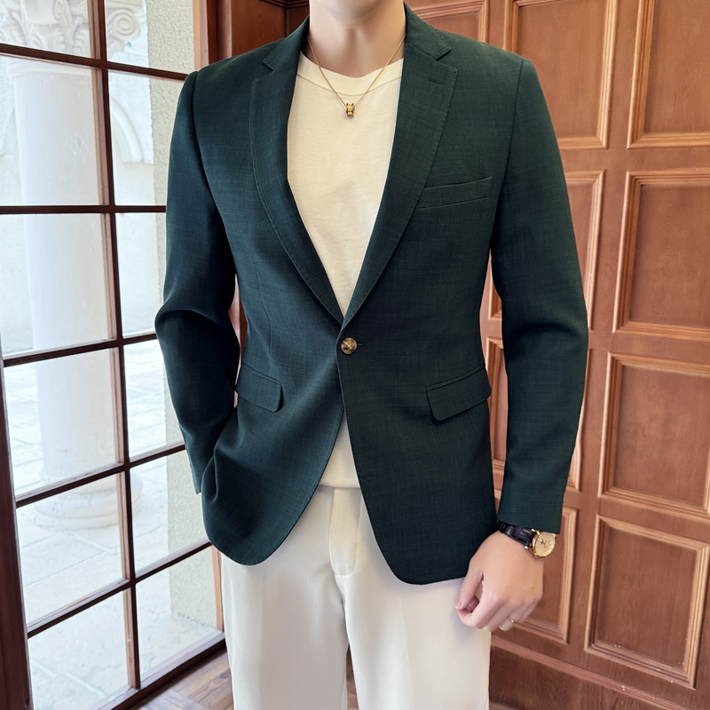 男士休闲西服外套韩版潮流修身小西装纯色单西正装上衣无开叉礼服