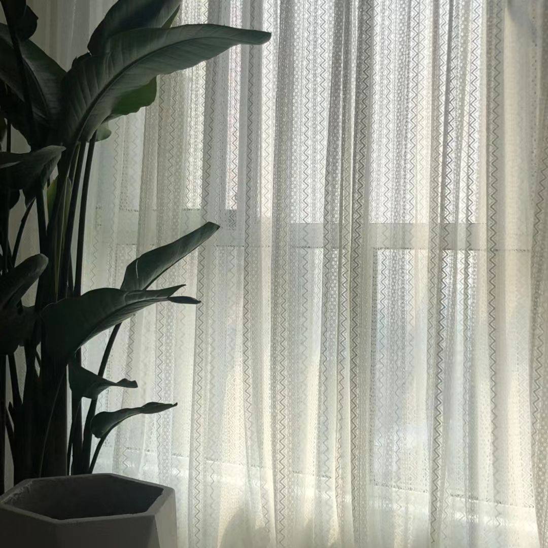 白色蕾丝条纹婚礼纱幔床车门窗帘甜品舞台桌网纱婚庆拍摄道具布料