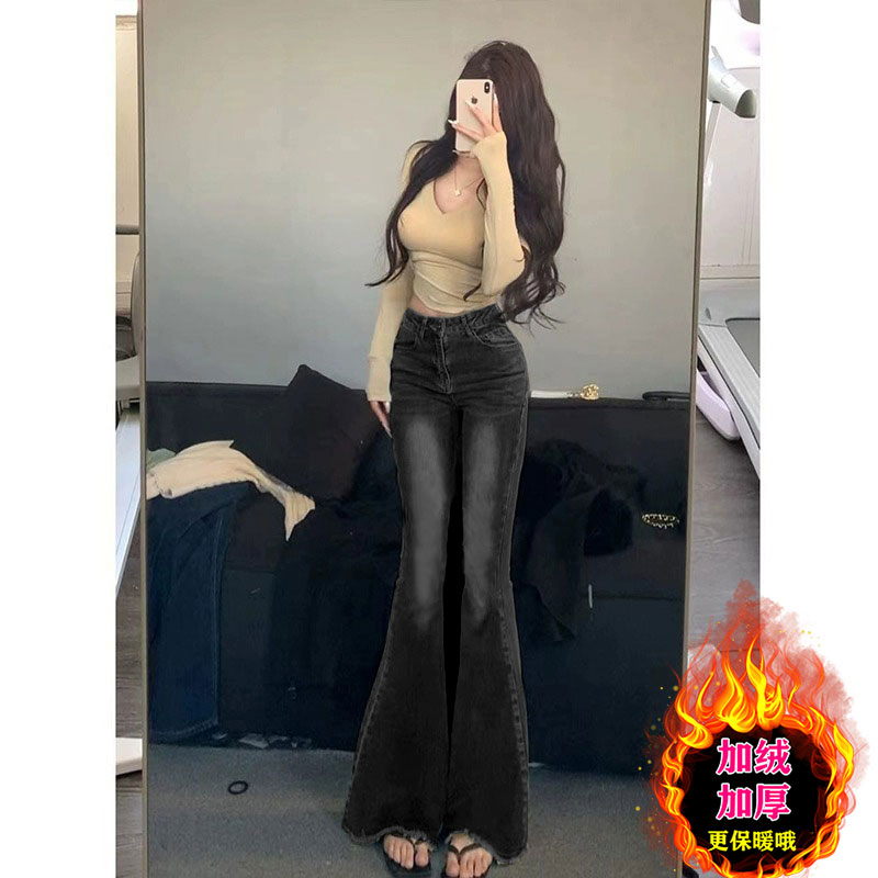 黑灰色加绒裤子女2025新款