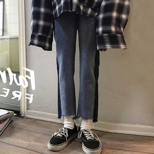 炸街撞色高腰盐系胖妹妹mm裤子
