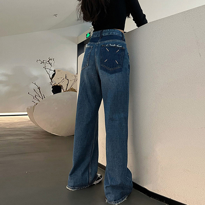 高腰阔腿牛仔裤女秋冬