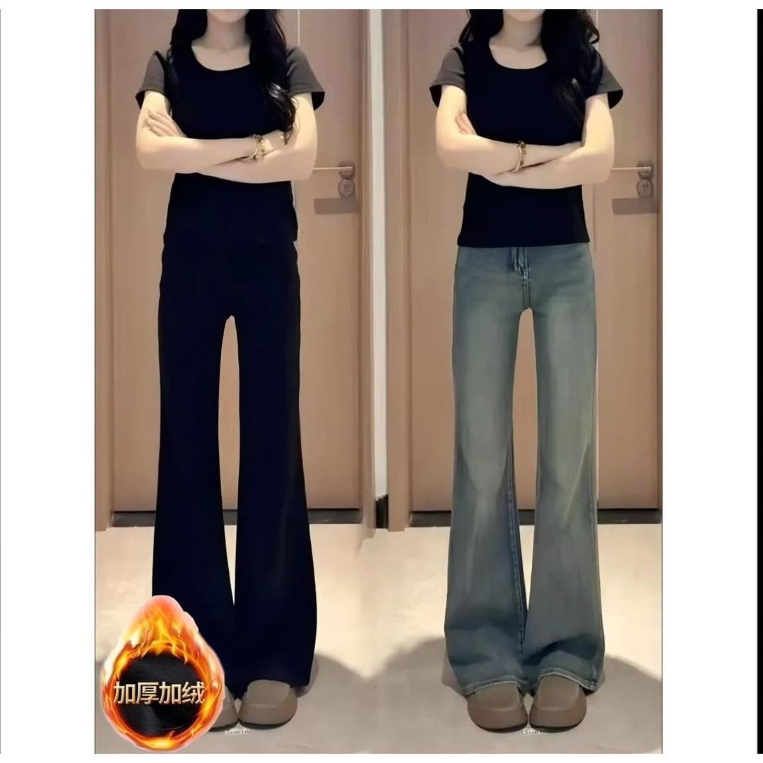 复古做旧不贴腿微喇牛仔裤女