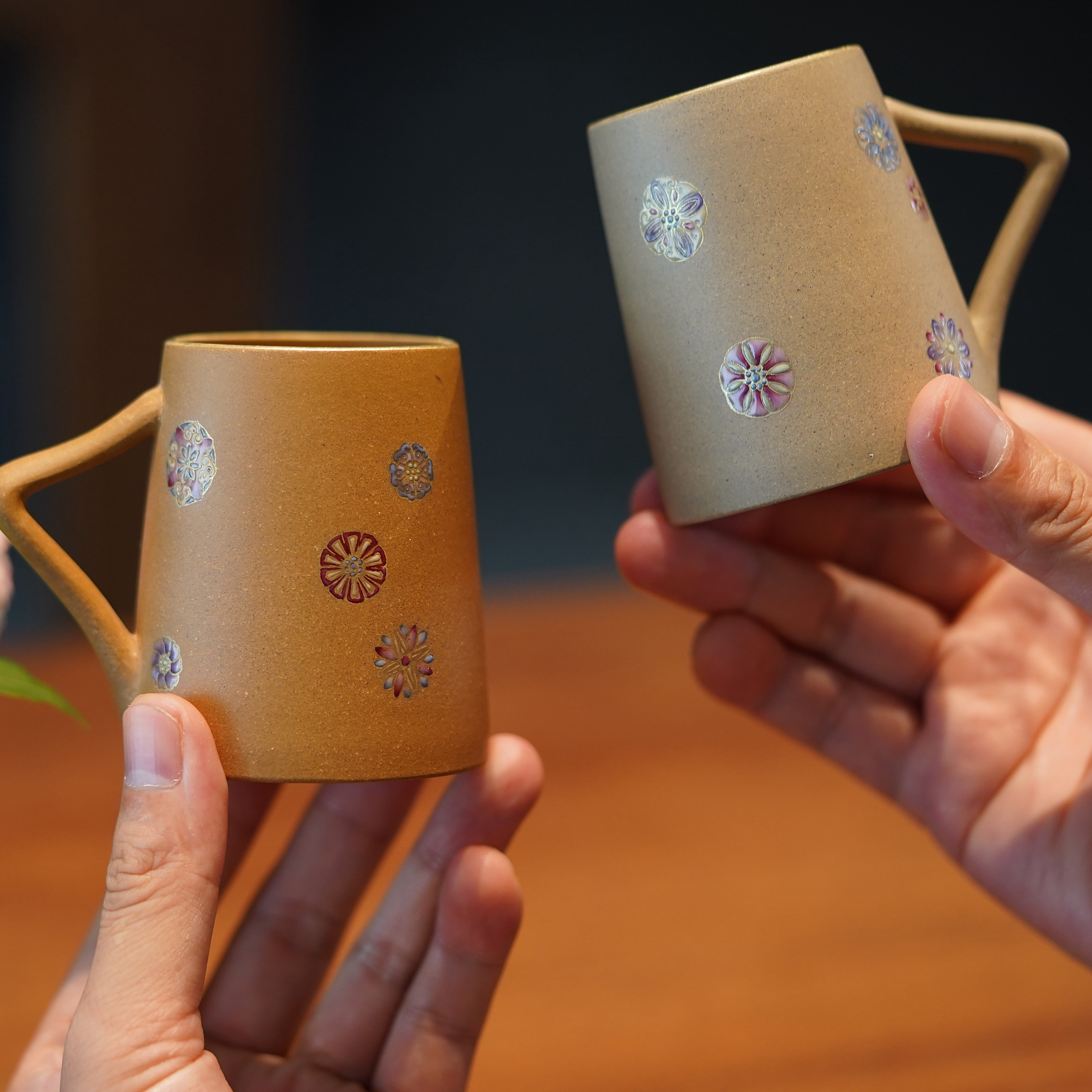 蜜糖紫砂|女士茶器珐琅彩皮球花主人杯宝石釉个人杯围炉煮茶茶具
