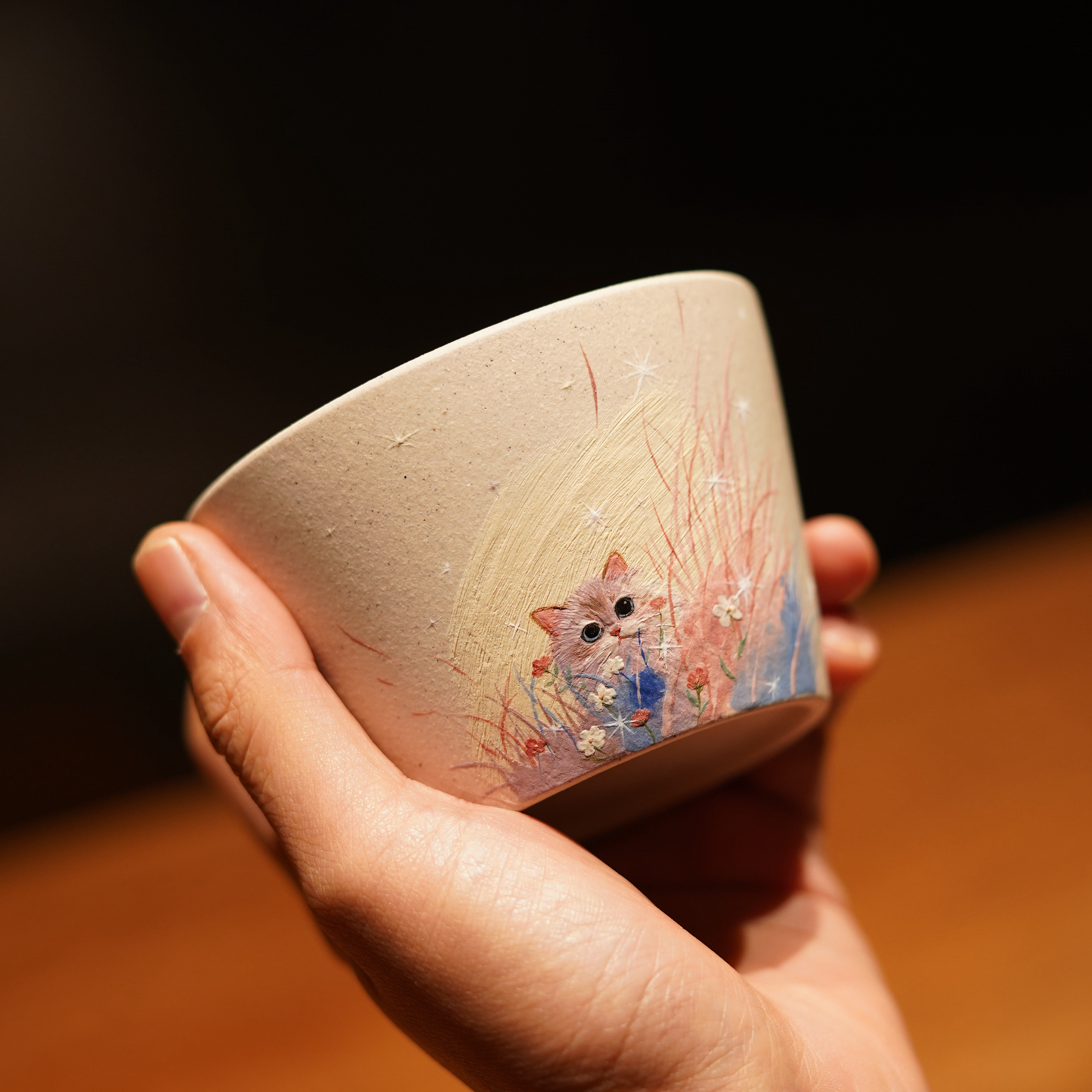 蜜糖紫砂｜原矿白玉段系列猪口杯 咖啡杯 280ml大容量 来图定制