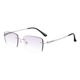 商务钛架无框近视眼镜男超轻切边无边框防蓝光眼镜框可配度数镜架