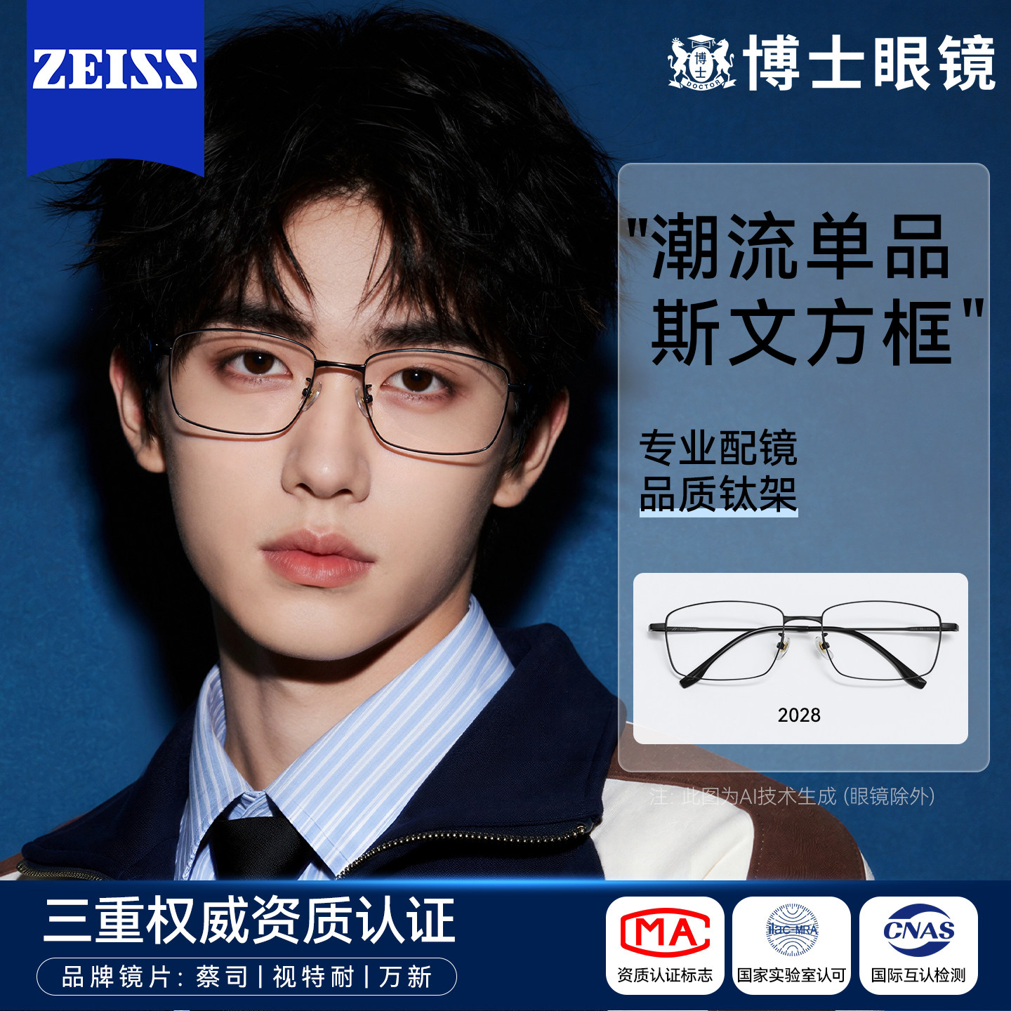 超轻钛架近视眼镜男款方框可配蔡司度数防蓝光镜片网上配眼镜框架