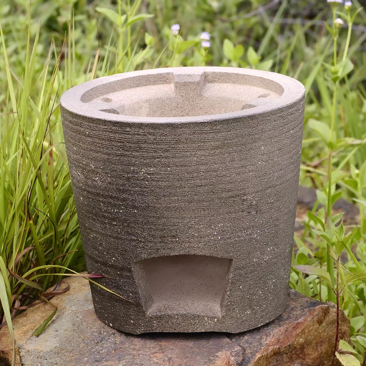 潮州白泥炭炉耐热茶炉柴烧釉手工户外煮茶炉木炭炉火炉风炉一体炉