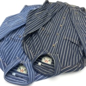 美式 复古阿美咔叽外套 牛仔夹克秋季 做旧条纹衬衫 男重磅厚实工装