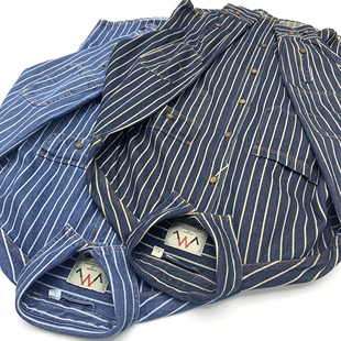 牛仔夹克秋季 男重磅厚实工装 复古阿美咔叽外套 做旧条纹衬衫 美式